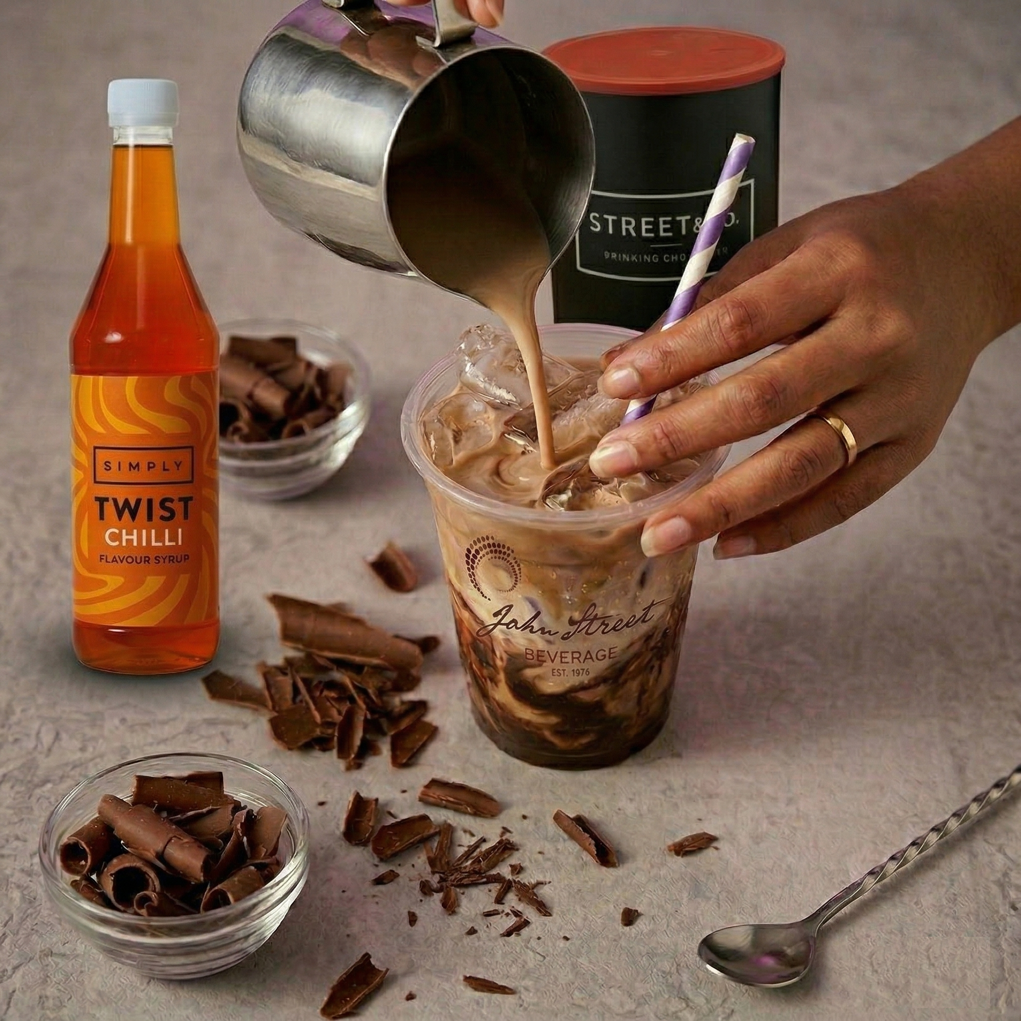 Hot Honey Iced Chocolate - John Street Beverage Espresso