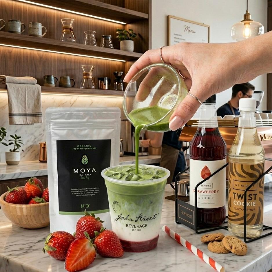 Strawberry Shortcake Iced Matcha - John Street Beverage